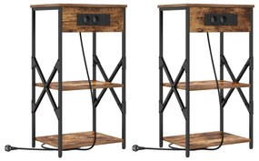 vidaXL Κουτιά Κρεβατοκάμαρας 2 pcs Καπνιστή δρυς 41 x 31 x 76 εκ.