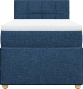 vidaXL Κρεβάτι Boxspring με Στρώμα Μπλε 90x200 εκ.Υφασμάτινο