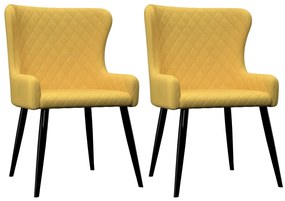 vidaXL Καρέκλες Τραπεζαρίας 2 τεμ. Κίτρινες Υφασμάτινες
