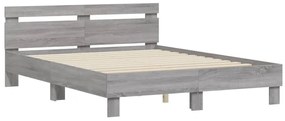 vidaXL Πλαίσιο Κρεβατιού με Κεφαλάρι/LED Γκρι Sonoma 140x200 εκ.