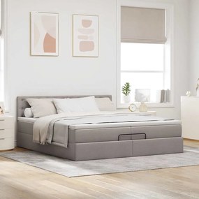 vidaXL Οθωμανικό κρεβάτι με στρώματα &amp; LEDs Taupe 200x200cm ύφασμα