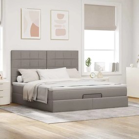 vidaXL Οθωμανικό κρεβάτι με στρώμα Taupe 180x200cm ύφασμα