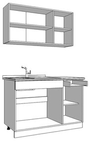 Σύνθεση Κουζίνα Dalila 120 Γκρί Δρύς - Λευκό 120x51,5x206,5 εκ. 120x51.5x206.5 εκ.