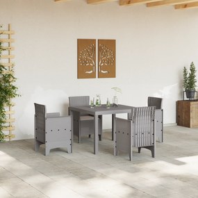 vidaXL Σετ Τραπεζαρίας 5 Τεμαχίων  με Μαξιλάρια Ανοιχτού Γκρι Πολυ Ρατάν