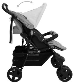 vidaXL Καρότσι Διδύμων Ανοιχτό Γκρι Ατσάλινο