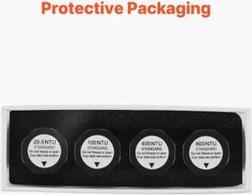 VEVOR Turbidity Calibration Solution Kit, 20/100/400/800 NTU, 20 ml Each, 4 PCS Standard Turbidity Solution Refill for TN1000 Turbiditymeter, Shockproof Protective Insert, Sealed Bottle Design