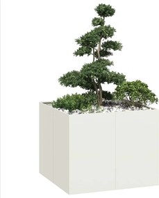 vidaXL Ζαρντινιέρα Λευκή 100x100x80 εκ. από Χάλυβα