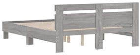 vidaXL Πλαίσιο Κρεβατιού με Κεφαλάρι Γκρι Sonoma 140x190εκ. Επεξ. Ξύλο