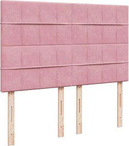 vidaXL Κρεβάτι Boxspring με Στρώμα Ροζ 140x200 εκ. Βελούδινο