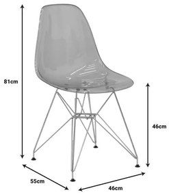 Καρέκλα Adelle pakoworld PP διάφανο γκρι-inox πόδι 46x55x81εκ