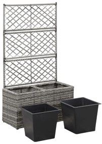 vidaXL Ζαρντινιέρα Υπερυψωμένη+Καφασωτό Γκρι 58x30x107 εκ. Συνθ. Ρατάν