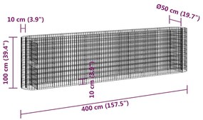 Συρματοκιβώτιο-Γλάστρα Υπερυψωμένη 400x50x100 εκ Γαλβαν. Ατσάλι - Ασήμι