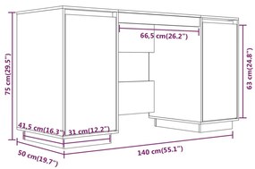 ΓΡΑΦΕΙΟ ΛΕΥΚΟ 140 X 50 X 75 ΕΚ. ΑΠΟ ΜΑΣΙΦ ΞΥΛΟ ΠΕΥΚΟΥ 814325