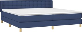 vidaXL Κρεβάτι Boxspring με Στρώμα Μπλε 200x200 εκ. Υφασμάτινο