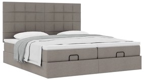 vidaXL Οθωμανικό κρεβάτι με στρώματα Taupe 180x200cm ύφασμα