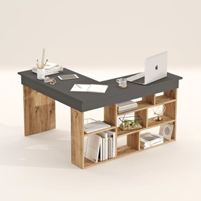 Γραφείο γωνιακό "VIANA" σε χρώμα atlantic pine/ανθρακί 115x120x72