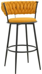 Σκαμπό μπαρ Alkia I ύφασμα σε κίτρινη απόχρωση-πόδι μαύρο μέταλλο 50x56x95εκ 2αδα 50x56x95 εκ.