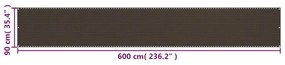 vidaXL Διαχωριστικό Βεράντας Καφέ 90 x 600 εκ. από HDPE