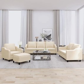 vidaXL Πολυθρόνες Σετ 4 Τεμαχίων Κρεμ από Ύφασμα με Μαξιλάρια