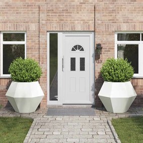 vidaXL Γλάστρα 2 pcs Λευκό 100 x 100 x 80 εκ Ατσάλι