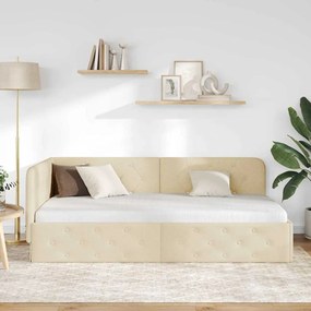 vidaXL Κρεβάτι Γωνίας Κρεμ 90 x 190 cm ύφασμα