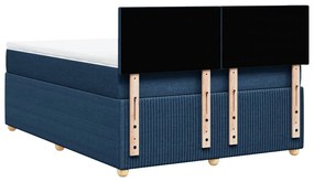 Κρεβάτι Boxspring με Στρώμα Μπλε 140x200 εκ. Υφασμάτινο - Μπλε