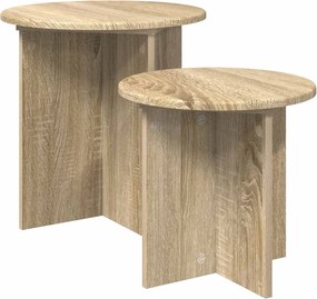 vidaXL Σετ βοηθητικά τραπεζάκια με αποθήκευση 2 pcs Sonoma Δρυς