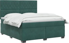 vidaXL Κρεβάτι box spring με στρώμα Σκούρο Πράσινο 140 x 190 cm