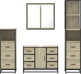 vidaXL Σετ Επίπλων Μπάνιου 4 Τεμαχίων Sonoma Δρυς Επεξεργασμένο Ξύλο