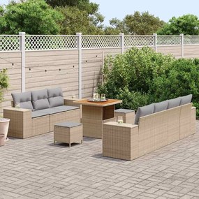 vidaXL Σετ Καναπέ Κήπου 10 pcs Μπεζ συνθετικό ρατάν
