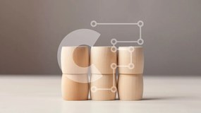 Intra Συλλεκτικό Ξύλινο Παζλ Plywood  4mm - Μινιμαλιστικά ξύλινα μπλοκ στοιβάζονται σε ένα τραπέζι Σε Ξύλινο Κουτί - Διαστάσεις: 10x10 cm – 25 κομμάτια