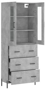 vidaXL Ντουλάπι Γκρι Σκυροδέματος 69,5x34x180 εκ. Επεξεργασμένο Ξύλο