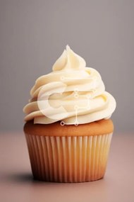Intra Συλλεκτικό Ξύλινο Παζλ Plywood  4mm - Λαχταριστό cupcake με λευκό γλάσο σε εκρού φόντο Σε Ξύλινο Κουτί - Διαστάσεις: 10x10 cm – 25 κομμάτια