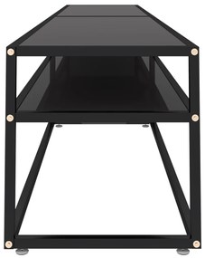 vidaXL Έπιπλο Τηλεόρασης Μαύρο 220 x 40 x 40,5 εκ. από Ψημένο Γυαλί