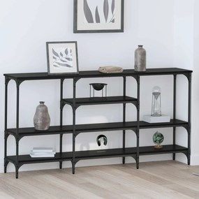vidaXL Τραπέζι κονσόλας με ράφι Μαύρη δρυς 160 x 29 x 80 εκ.