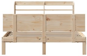 vidaXL Πλαίσιο Κρεβατιού με Κεφαλάρι 140x200 εκ. από Μασίφ Ξύλο Πεύκου