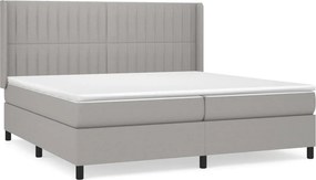vidaXL Κρεβάτι Boxspring με Στρώμα Ανοιχτό Γκρι 200x200 εκ. Υφασμάτινο