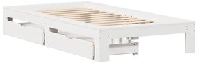 vidaXL Σκελετός Κρεβατιού Χωρίς Στρώμα Λευκό 100x200 εκ. Μασίφ Πεύκο
