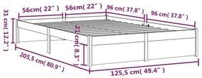 Σκελετός Κρεβατιού Χωρίς Στρώμα 120x200 εκ Μασίφ Ξύλο - Καφέ