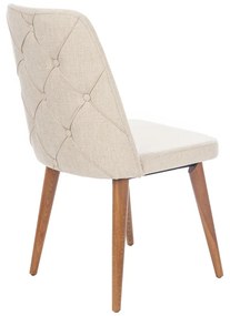 Artekko Lotus Καρέκλα με Ξύλινο Καφέ Σκελετό και Μπεζ Ύφασμα (48x60x92)cm
