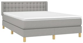 Κρεβάτι Boxspring με Στρώμα Ανοιχτό Γκρι 140x190 εκ. Υφασμάτινο - Γκρι