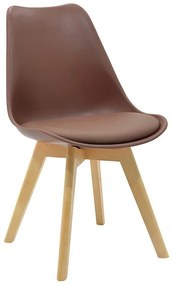 Chair Gaston PP-PU brown-natural leg 53.5x48.5x83cm 53.5x48.5x83 εκ.