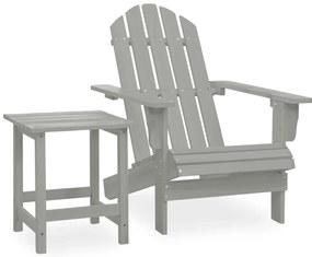 vidaXL Καρέκλα Κήπου Adirondack Γκρι με Τραπέζι από Μασίφ Ξύλο Ελάτης