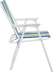 Καρεκλάκι παραλίας-camping Jette pakoworld μπλε ριγέ-λευκό μέταλλο 53x56x73εκ