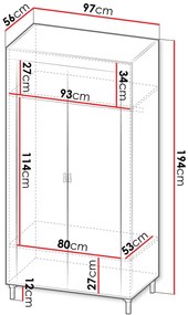 Ντουλάπα Mossa Δίφυλλη-Leuko
