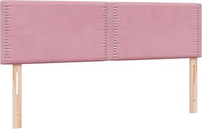 vidaXL Box Spring κρεβάτι με στρώμα ροζ 160x220 cm Βελούδινο