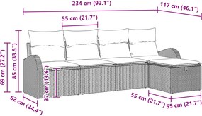 vidaXL Σετ Καναπέ 5 τμχ. Μαύρο συνθετικό ρατάν