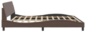 Πλαίσιο Κρεβατιού με Κεφαλάρι Καφέ 200x200 εκ. Συνθετικό Δέρμα - Καφέ