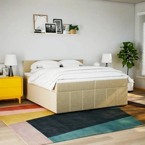 ΚΡΕΒΑΤΙ BOXSPRING ΜΕ ΣΤΡΩΜΑ ΚΡΕΜ 200X200 ΕΚ. ΥΦΑΣΜΑΤΙΝΟ 3287180