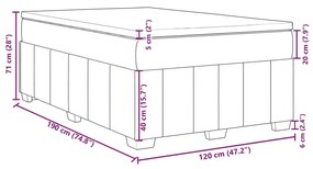 Κρεβάτι Boxspring με Στρώμα Ανοιχτό Γκρι 120x190 εκ. Υφασμάτινο - Γκρι